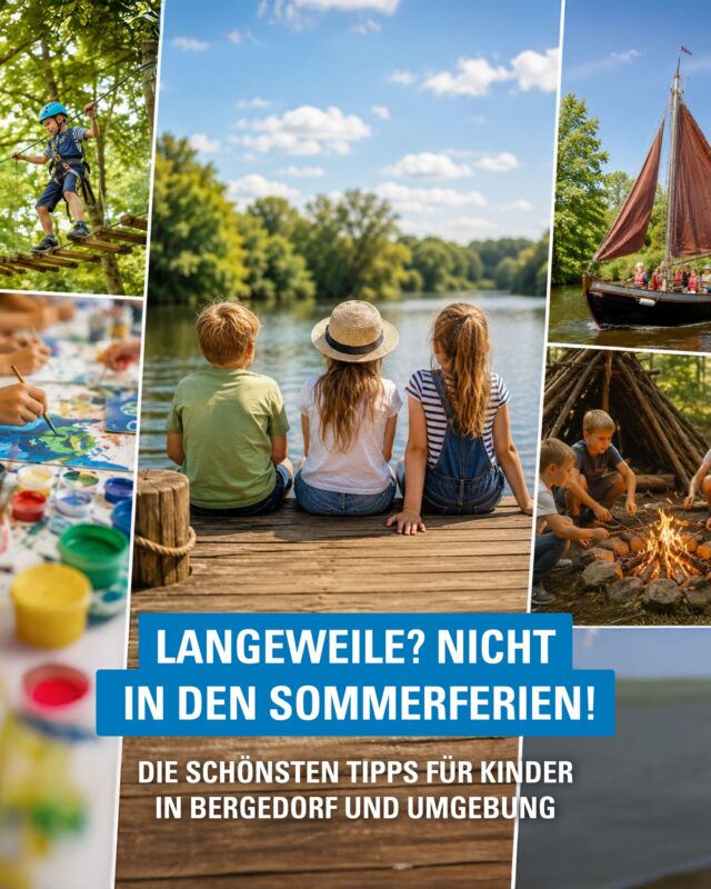 Noch keine Pläne für die Sommerferien? ☀️

In unserem Blog haben wir zahlreiche Ferienprogramme und spannende Angebote für Kinder aus Bergedorf und Umgebung zusammengestellt. Ob kreativ, sportlich oder draußen in der Natur – hier ist für jede Altersgruppe etwas dabei.

Alle weiteren Termine und Infos findest Du auf unserem Blog.
👉 Den Link findest Du in unserer Bio.

#Sommerferien #Ferienprogramm #Bergedorf #Kinderferien #meinbergedorf