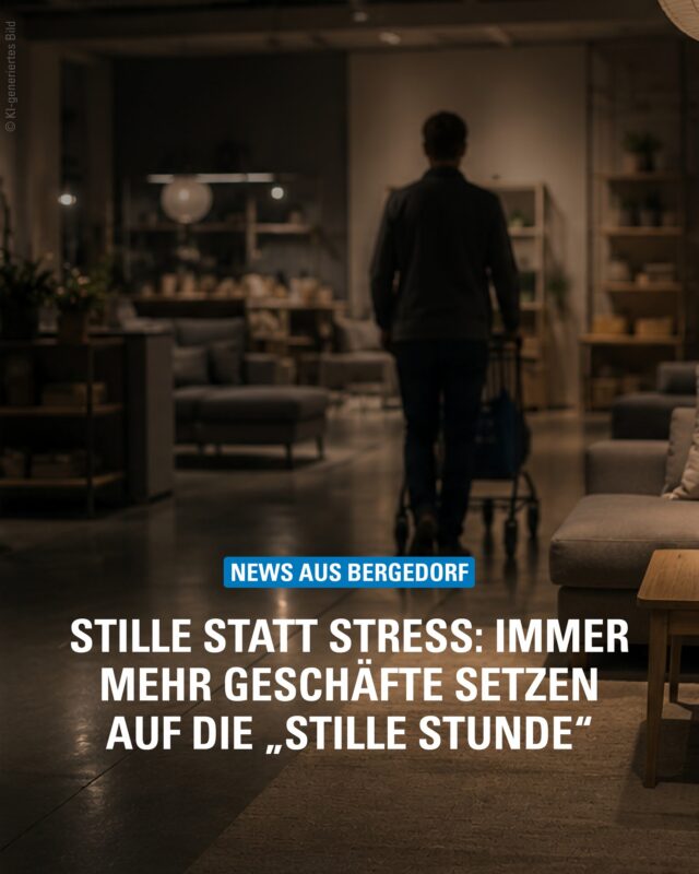 Weniger Lärm. Mehr Ruhe. 💚

Die „Stille Stunde“ soll Menschen mit Autismus, Demenz oder erhöhter Reizempfindlichkeit das Einkaufen erleichtern. Dafür werden Licht, Geräusche und Durchsagen reduziert.

Nach dem Edeka im Marktkauf-Center bietet nun auch IKEA Moorfleet feste Zeiten für das reizärmere Einkaufen an.

#Bergedorf #StilleStunde #Hamburg #Inklusion #Nachbarschaft