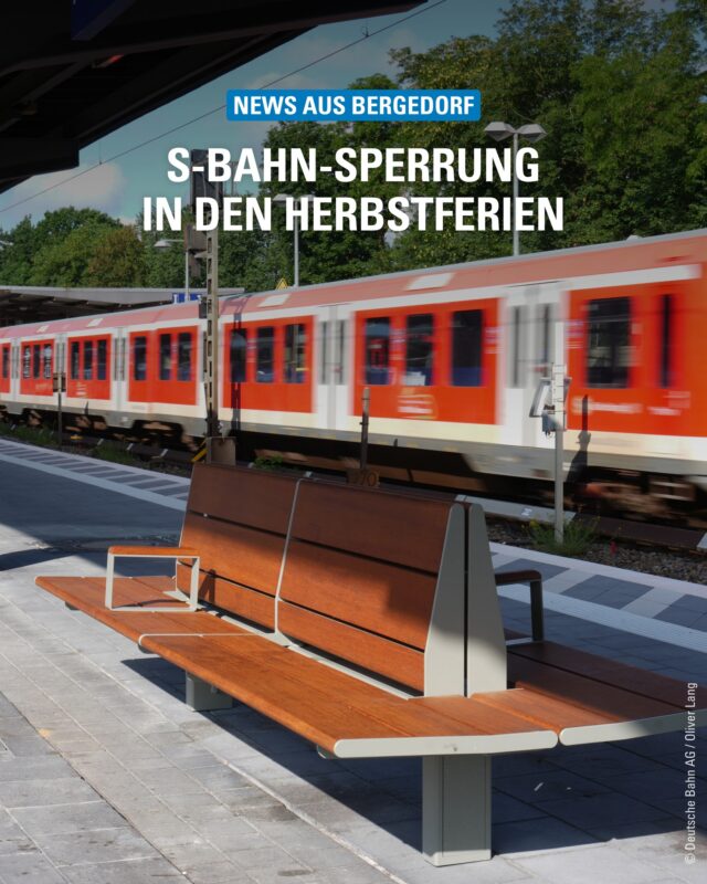 In den Hamburger Herbstferien wird die S-Bahn-Strecke zwischen Bergedorf und Berliner Tor gesperrt. 🚧 Von Samstag, 17. Oktober, bis Sonntag, 1. November, fahren dort keine S-Bahnen. Grund sind Gleis- und Brückenarbeiten.

🚌 Für die Fahrt in Richtung Innenstadt kannst Du die Ersatzbusse nutzen. Sie fahren direkt oder mit Halt an den Zwischenstationen. In Bergedorf starten sie am Busbahnhof in Abfahrtsbereich E, am Berliner Tor an der Haltestelle „Beim Strohhause“.

🚆 Eine weitere Möglichkeit ist der RE1: Er fährt von Bergedorf direkt zum Hamburger Hauptbahnhof – stündlich, montags bis freitags zu den Hauptverkehrszeiten alle 30 Minuten.

Plane mehr Zeit ein ⏱️ und achte bei den Zwischenstationen auf die Ersatzhaltestellen – sie liegen teilweise nicht direkt am S-Bahnhof. Prüfe Deine Verbindung am besten vor der Abfahrt in der hvv-App oder Fahrplanauskunft.

#MeinBergedorf #Bergedorf #SbahnHamburg #HVV #HamburgVerkehr