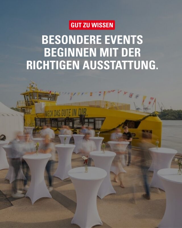 Nicht jedes Event ist alltäglich – und genau dafür gibt es die passende Ausstattung. ⚓✨ Ob Firmenveranstaltung, Jubiläum oder hanseatische Schiffstaufe: Unser Inserent @hamburg_event_team_24 sorgt mit hochwertigem Equipment für den passenden Rahmen. So wird aus jedem besonderen Anlass ein stimmiges Gesamtbild.

#MeinBergedorf #HamburgEventTeam24 #Eventausstattung #Eventplanung #Bergedorf