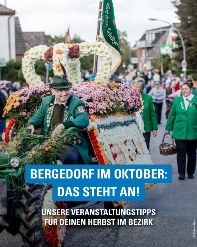 Im Oktober ist in Bergedorf einiges los! 🍂 Vom Herbstmarkt und Erntedankumzug über Schlagerparty, Pasta und Cocktailkurs bis zu Expertentagen und einem besonderen Themenabend: Im Carousel findest Du unsere Veranstaltungstipps. Speichere Dir den Beitrag und schick ihn an Deine Begleitung! 📅

#Bergedorf #OktoberInBergedorf #Veranstaltungen #VierUndMarschlande #MeinBergedorf
