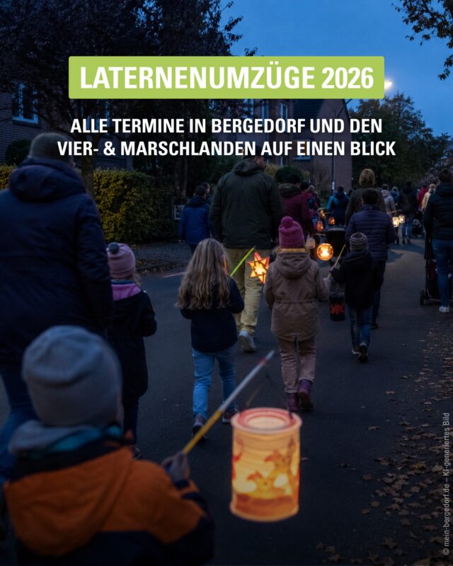 Laterne, Laterne … 🏮✨ Die dunkle Jahreszeit beginnt – und in Bergedorf sowie den Vier- und Marschlanden starten wieder die beliebten Laternenumzüge.

Wir haben die bisher bekannten Termine für Euch zusammengestellt. Speichert Euch den Beitrag, teilt ihn mit anderen Familien und schreibt uns gerne in die Kommentare, falls noch ein Termin fehlt!

#Bergedorf #VierUndMarschlande #Laternenumzug #Familienzeit #laternelaufen