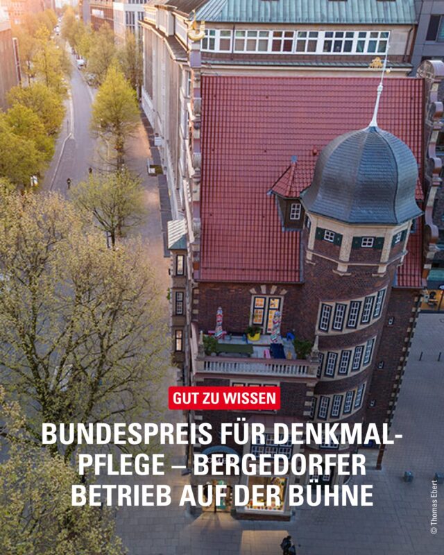 Ausgezeichnetes Handwerk aus Bergedorf: Die @schellhorngmbh wurde für ihre Arbeiten am denkmalgeschützten Hulbe-Haus mit dem 2. Platz beim Bundespreis für Handwerk für Denkmalpflege ausgezeichnet. 🏆

Der Fachbetrieb gehört zu den führenden Experten für Metallarbeiten an Dächern und Fassaden in Norddeutschland – und zeigt mit dieser Auszeichnung einmal mehr seine handwerkliche Kompetenz. 💪

#MeinBergedorf #Bergedorf #Handwerk #Denkmalpflege #Spenglerei #Klempnerei